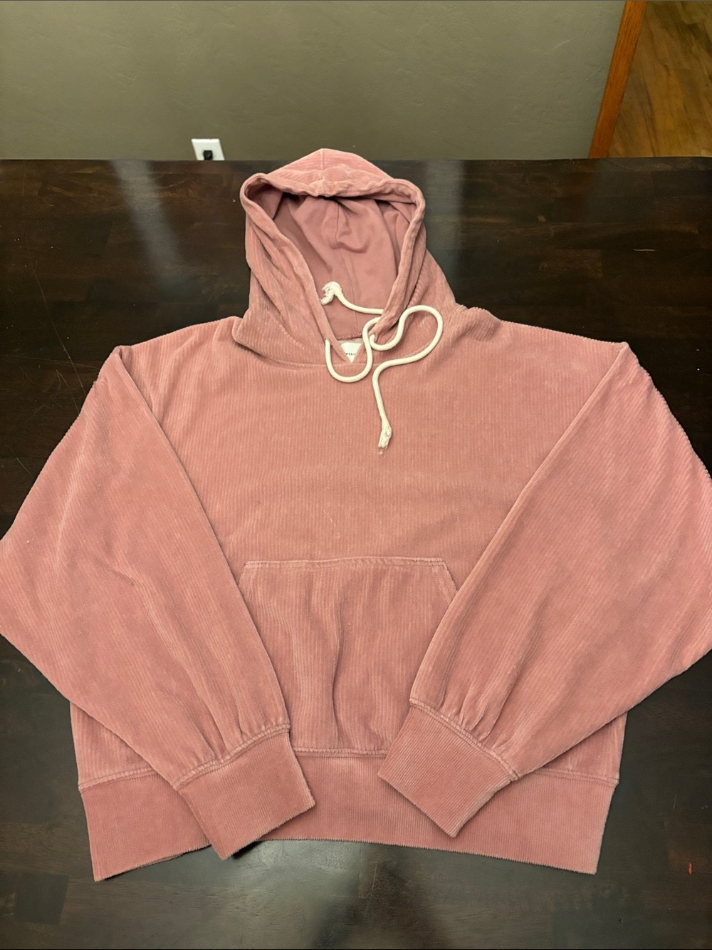 American Eagle Outfitters Corduroy Ribbed Soft Crewneck Hoodie - Dusty Rose